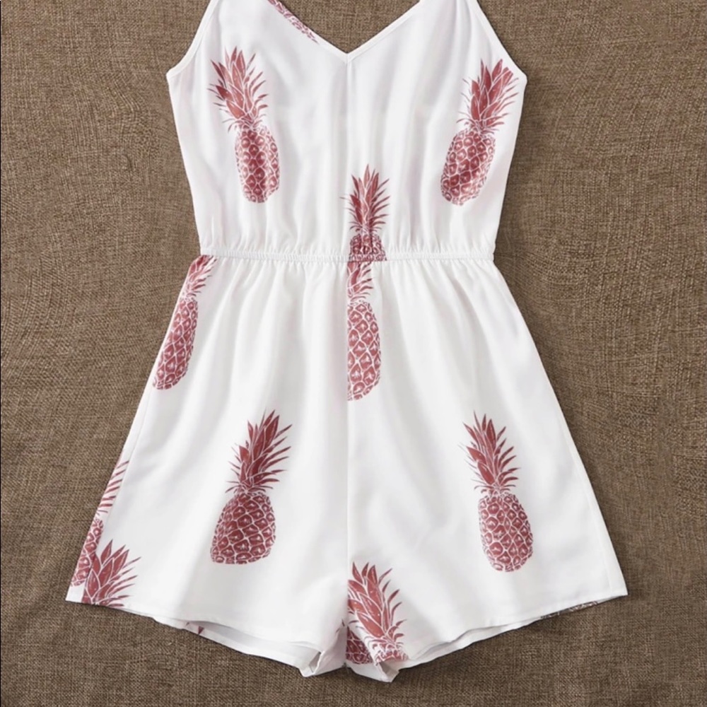 Pineapple Print Cami Romper